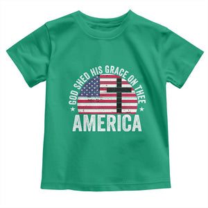 God Shed His Grace On Thee Toddler T Shirt Vintage Patriotic Christian USA Flag Cross TS10 Irish Green Print Your Wear