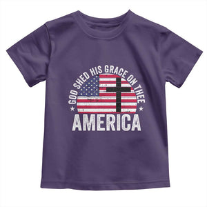 God Shed His Grace On Thee Toddler T Shirt Vintage Patriotic Christian USA Flag Cross TS10 Purple Print Your Wear