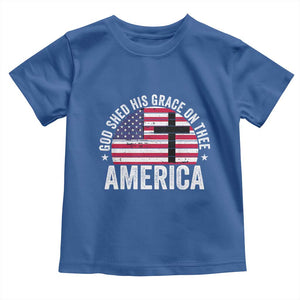 God Shed His Grace On Thee Toddler T Shirt Vintage Patriotic Christian USA Flag Cross TS10 Royal Blue Print Your Wear