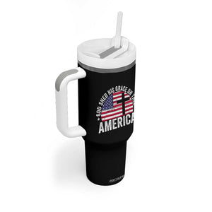 God Shed His Grace On Thee Tumbler With Handle Vintage Patriotic Christian USA Flag Cross TS10 Print Your Wear
