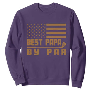 Golf Dad Sweatshirt Best Papa By Par American Flag Golfer Fathers Day Gifts TS10 Purple Print Your Wear