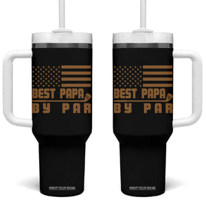 Golf Dad Tumbler With Handle Best Papa By Par American Flag Golfer Fathers Day Gifts TS10 One Size: 40 oz Black Print Your Wear
