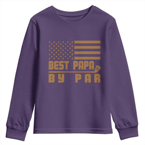 Golf Dad Youth Sweatshirt Best Papa By Par American Flag Golfer Fathers Day Gifts TS10 Purple Print Your Wear