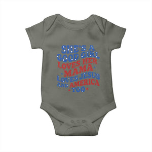 Good Girl Loves Mama Jesus and America Baby Onesie Retro Patriotic 4th of July USA TS10 Military Green Print Your Wear