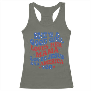 Good Girl Loves Mama Jesus and America Racerback Tank Top Retro Patriotic 4th of July USA TS10 Military Green Print Your Wear