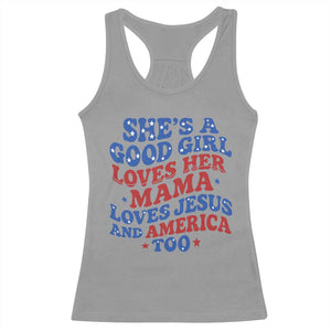 Good Girl Loves Mama Jesus and America Racerback Tank Top Retro Patriotic 4th of July USA TS10 Sport Gray Print Your Wear