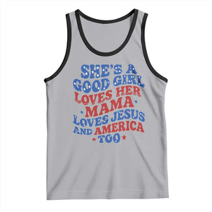 Good Girl Loves Mama Jesus and America Tank Top Retro Patriotic 4th of July USA TS10 Athletic Heather Black Print Your Wear