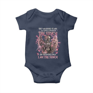 Gothic Skeleton Fairy Baby Onesie She Whispered Back I Am The Storm Dark Angel TS02 Navy Print Your Wear