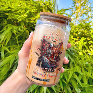 Gothic Skeleton Fairy Glass Can In My Next Life I Want To Be The Karma Fairy Butterfly Aesthetic TS02 Print Your Wear