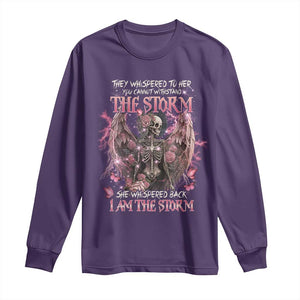 Gothic Skeleton Fairy Long Sleeve Shirt She Whispered Back I Am The Storm Dark Angel TS02 Purple Print Your Wear
