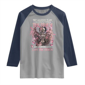 Gothic Skeleton Fairy Raglan Shirt She Whispered Back I Am The Storm Dark Angel TS02 Sport Gray Navy Print Your Wear