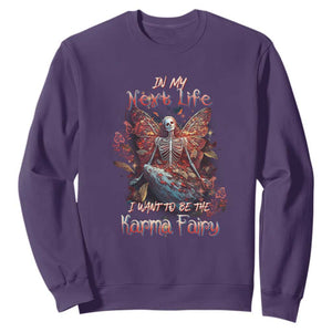 Gothic Skeleton Fairy Sweatshirt In My Next Life I Want To Be The Karma Fairy Butterfly Aesthetic TS02 Purple Print Your Wear