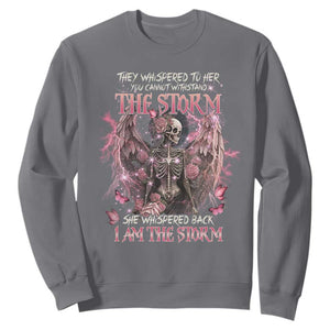 Gothic Skeleton Fairy Sweatshirt She Whispered Back I Am The Storm Dark Angel TS02 Charcoal Print Your Wear
