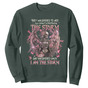 Gothic Skeleton Fairy Sweatshirt She Whispered Back I Am The Storm Dark Angel TS02 Dark Forest Green Print Your Wear