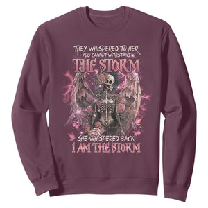 Gothic Skeleton Fairy Sweatshirt She Whispered Back I Am The Storm Dark Angel TS02 Maroon Print Your Wear