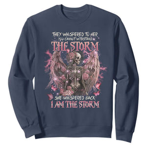 Gothic Skeleton Fairy Sweatshirt She Whispered Back I Am The Storm Dark Angel TS02 Navy Print Your Wear