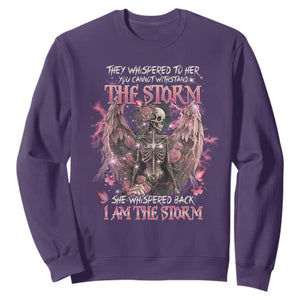 Gothic Skeleton Fairy Sweatshirt She Whispered Back I Am The Storm Dark Angel TS02 Purple Print Your Wear