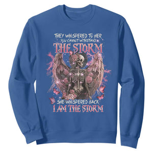 Gothic Skeleton Fairy Sweatshirt She Whispered Back I Am The Storm Dark Angel TS02 Royal Blue Print Your Wear