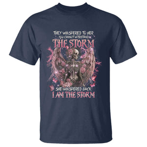 Gothic Skeleton Fairy T Shirt She Whispered Back I Am The Storm Dark Angel TS02 Navy Print Your Wear