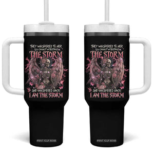 Gothic Skeleton Fairy Tumbler With Handle She Whispered Back I Am The Storm Dark Angel TS02 One Size: 40 oz Black Print Your Wear