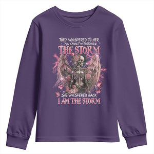 Gothic Skeleton Fairy Youth Sweatshirt She Whispered Back I Am The Storm Dark Angel TS02 Purple Print Your Wear