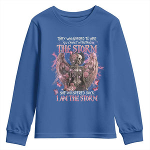 Gothic Skeleton Fairy Youth Sweatshirt She Whispered Back I Am The Storm Dark Angel TS02 Royal Blue Print Your Wear