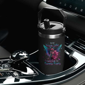 Gothic Skeleton Roses Flip Straw Tumbler In My Next Life I Want To Be The Karma Fairy TS02 Print Your Wear