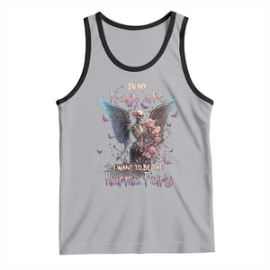 Gothic Skeleton Roses Tank Top In My Next Life I Want To Be The Karma Fairy Pink TS02 Athletic Heather Black Print Your Wear