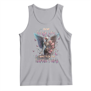 Gothic Skeleton Roses Tank Top In My Next Life I Want To Be The Karma Fairy Pink TS02 Athletic Heather Print Your Wear