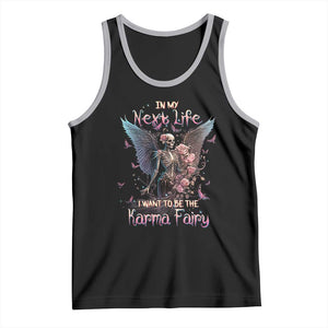 Gothic Skeleton Roses Tank Top In My Next Life I Want To Be The Karma Fairy Pink TS02 Black Athletic Heather Print Your Wear
