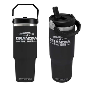 Grandpa Est 2025 Flip Straw Tumbler New Grandpa Father's Day Gift TS10 One Size: 30 oz Black Print Your Wear