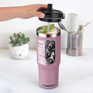 Greek Mythology Medusa Flip Straw Tumbler TS09 One Size: 30 oz Light Pink Print Your Wear