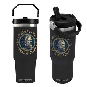 Greek Philosophy Plato Flip Straw Tumbler Platos Cave Rescue Team TS09 One Size: 30 oz Black Print Your Wear