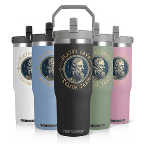 Greek Philosophy Plato Flip Straw Tumbler Platos Cave Rescue Team TS09 Print Your Wear