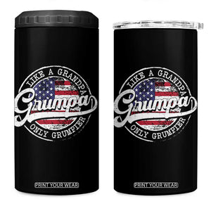 Grumpa Like Regular Grandpa Only Grumpier 4 in 1 Can Cooler Tumbler Funny Grandfather Grandpa American Flag TS10 One Size: 16 oz Black Print Your Wear
