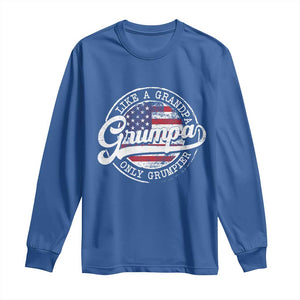 Grumpa Like Regular Grandpa Only Grumpier Long Sleeve Shirt Funny Grandfather Grandpa American Flag TS10 Royal Blue Print Your Wear