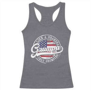 Grumpa Like Regular Grandpa Only Grumpier Racerback Tank Top Funny Grandfather Grandpa American Flag TS10 Charcoal Print Your Wear