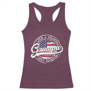 Grumpa Like Regular Grandpa Only Grumpier Racerback Tank Top Funny Grandfather Grandpa American Flag TS10 Maroon Print Your Wear