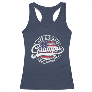 Grumpa Like Regular Grandpa Only Grumpier Racerback Tank Top Funny Grandfather Grandpa American Flag TS10 Navy Print Your Wear
