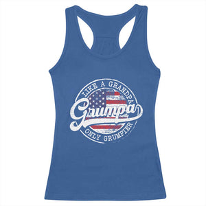 Grumpa Like Regular Grandpa Only Grumpier Racerback Tank Top Funny Grandfather Grandpa American Flag TS10 Royal Blue Print Your Wear