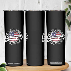 Grumpa Like Regular Grandpa Only Grumpier Skinny Tumbler Funny Grandfather Grandpa American Flag TS10 Print Your Wear