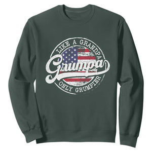 Grumpa Like Regular Grandpa Only Grumpier Sweatshirt Funny Grandfather Grandpa American Flag TS10 Dark Forest Green Print Your Wear
