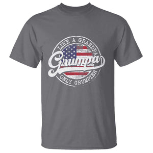 Grumpa Like Regular Grandpa Only Grumpier T Shirt Funny Grandfather Grandpa American Flag TS10 Charcoal Print Your Wear