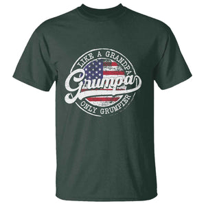 Grumpa Like Regular Grandpa Only Grumpier T Shirt Funny Grandfather Grandpa American Flag TS10 Dark Forest Green Print Your Wear