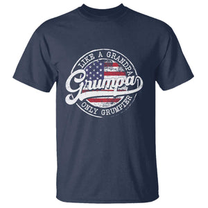 Grumpa Like Regular Grandpa Only Grumpier T Shirt Funny Grandfather Grandpa American Flag TS10 Navy Print Your Wear