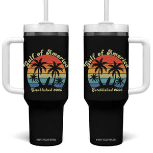 Gulf Of USA Tumbler With Handle Island Palm Summer Beach Vibes Established 2025 TS10 One Size: 40 oz Black Print Your Wear