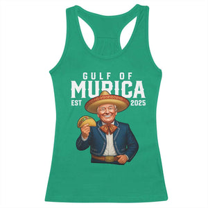 Gulf of Murica Est. 2025 Racerback Tank Top Funny Trump Sombrero Taco Parody TS02 Irish Green Print Your Wear