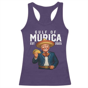 Gulf of Murica Est. 2025 Racerback Tank Top Funny Trump Sombrero Taco Parody TS02 Purple Print Your Wear