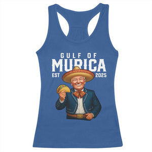 Gulf of Murica Est. 2025 Racerback Tank Top Funny Trump Sombrero Taco Parody TS02 Royal Blue Print Your Wear