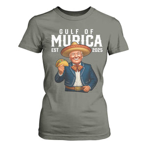 Gulf of Murica Est. 2025 T Shirt For Women Funny Trump Sombrero Taco Parody TS02 Military Green Print Your Wear